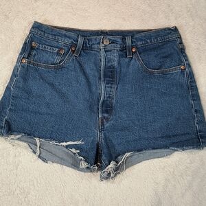 Levi's 501 Original High Waisted Cut Off Jean Shorts Size 34